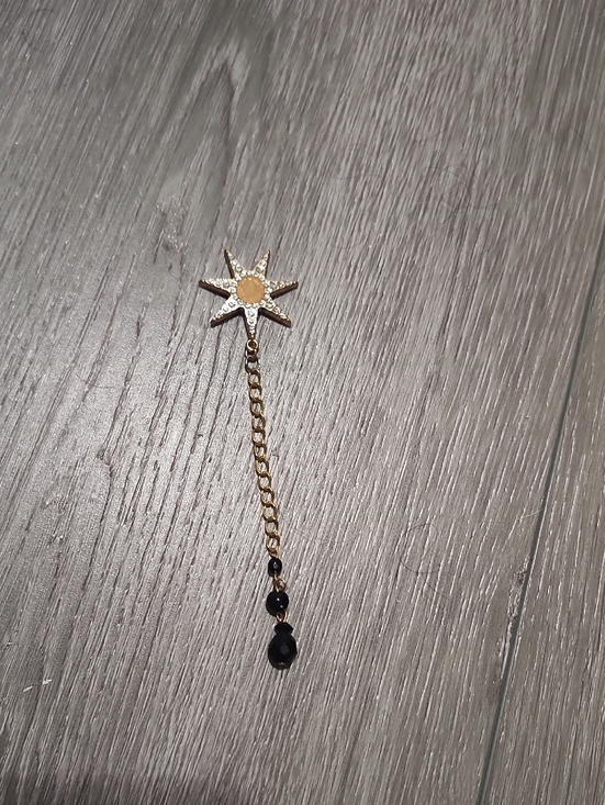 Hand Crafted Other - Handcrafted Gold Star Drop with Black Beads Bookmark